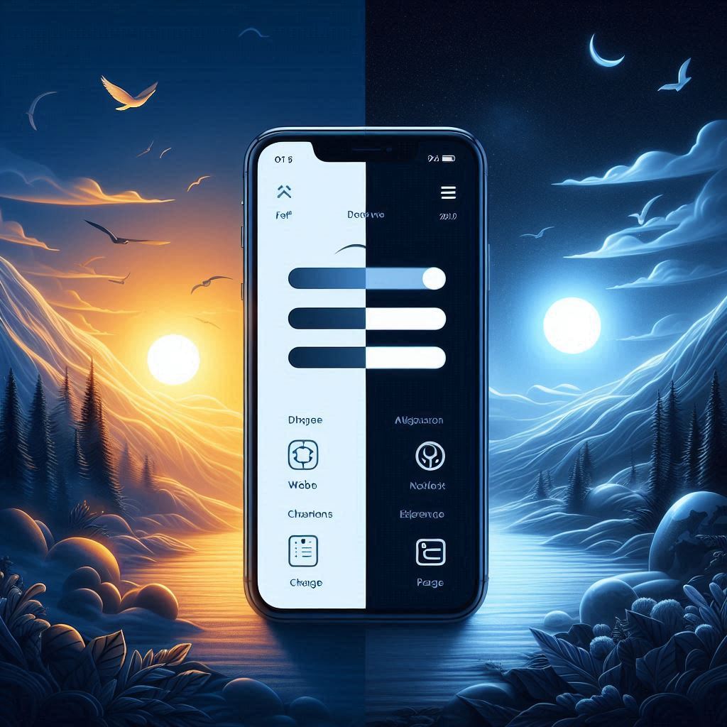 A dramatic sunrise and moonlit night split across a mobile screen, evoking a journey between anticipation and mystery in a digital world.