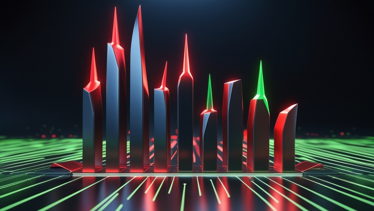 Futuristic data bars highlighting the fierce competition in major cities versus unexpected hope in rural areas, glowing in sharp red and calm green tones. Emotion of struggle, surprise, and strategic insight.