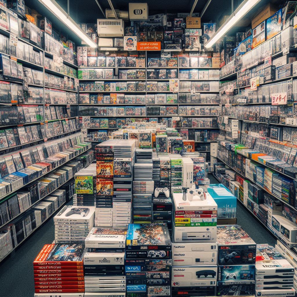 Step into a hidden paradise of retro gaming — an endless maze of classic titles, pixel dreams, and nostalgia-soaked shelves. A time capsule where every box whispers a memory.