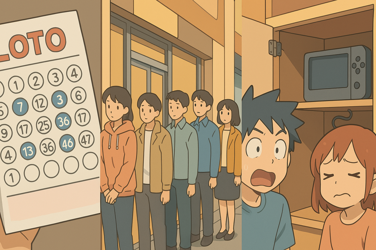 Hopeful boys entered a lottery to win a game console, only to be at the mercy of chance. On a morning filled with both anticipation and disappointment, the reality waiting at the end of the line hits hard. A fleeting moment of youth where faint hopes and bittersweet truth quietly collide.