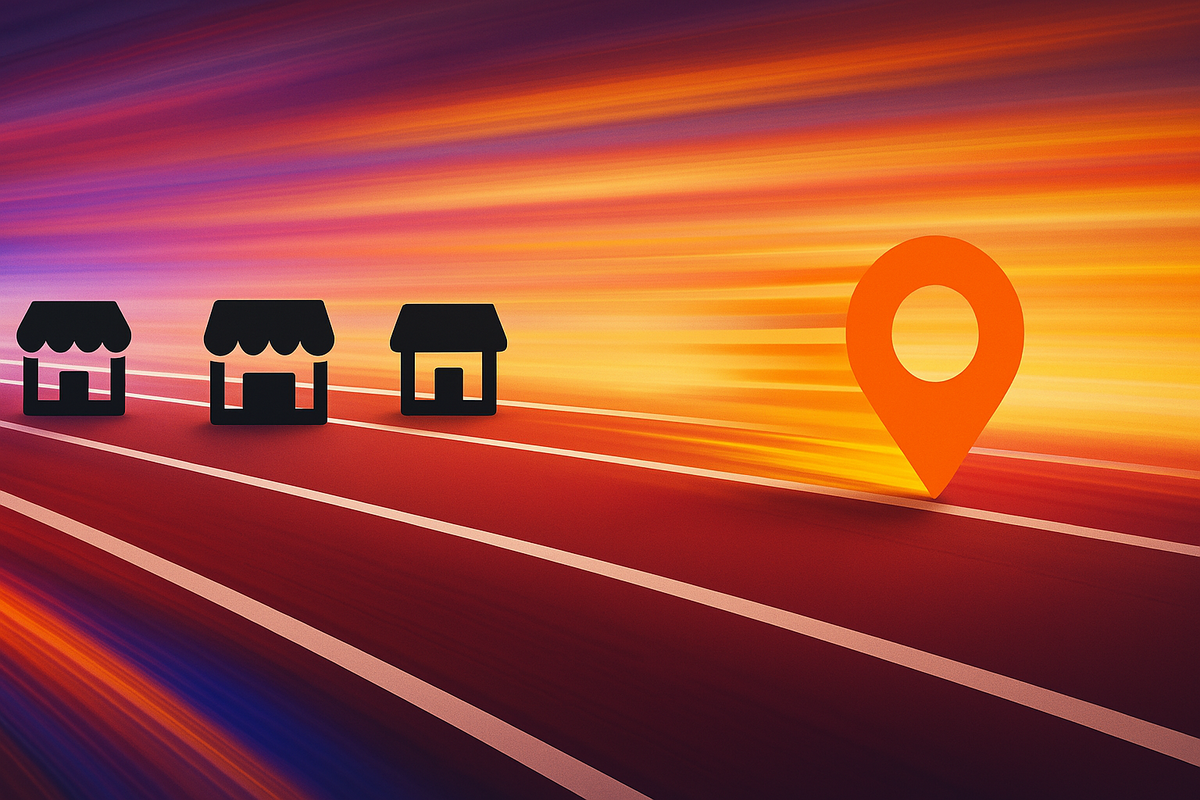 Choosing the perfect store for success — vibrant location decision with a sense of urgency and hope.