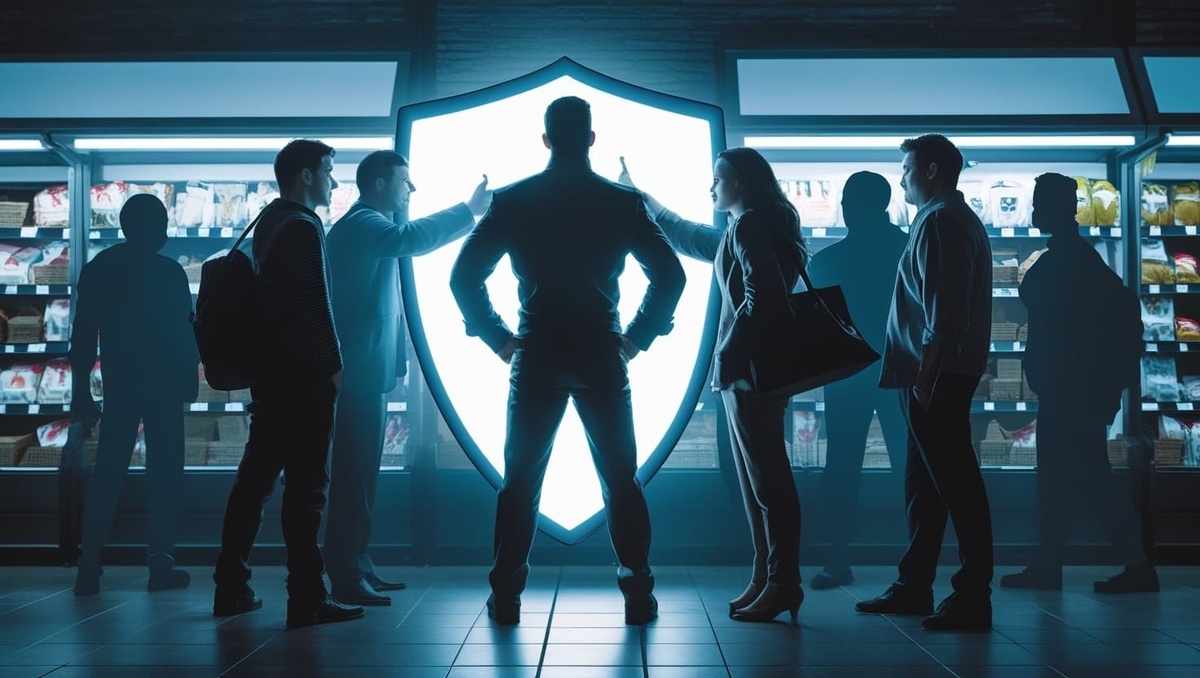 A heroic shield stands between honest buyers and exploitative resellers — bold action, ethical defense, and a brighter future for fair gaming.