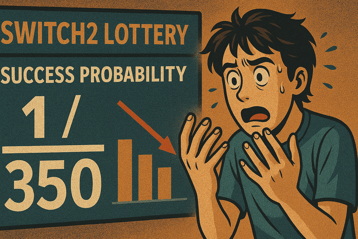 A nervous person staring at a lottery probability board showing extreme odds, with sweat on their face and hands raised in shock, capturing the crushing realization of how slim the chances really are. That gut-wrenching realization when you see the odds—one in hundreds, a vivid snapshot of the impossible dream and raw anxiety that everyone feels.