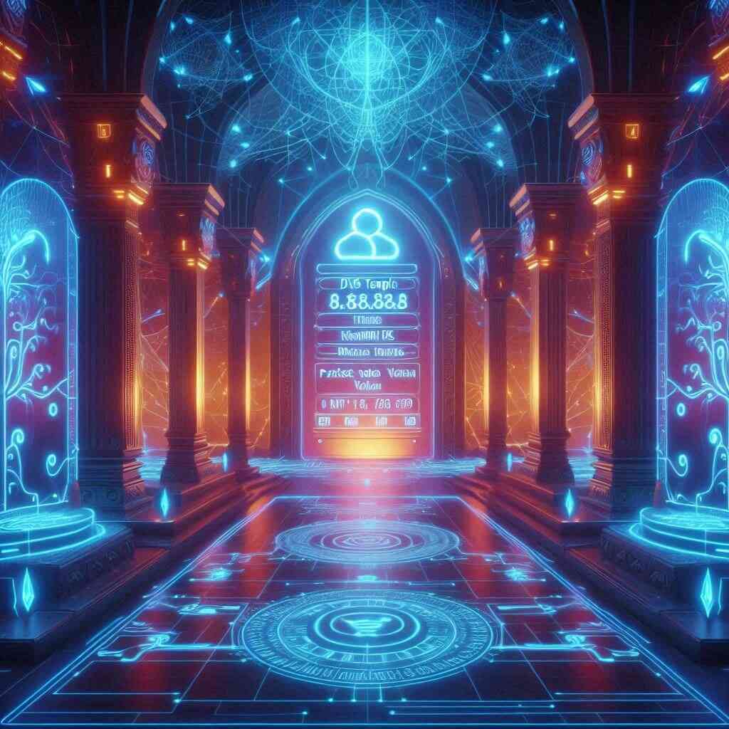 "Futuristic neon-lit temple of network magic, sacred runes and glowing DNS numbers 8.8.8.8 floating in the air, evoking the mystical mastery of ultimate internet optimization"