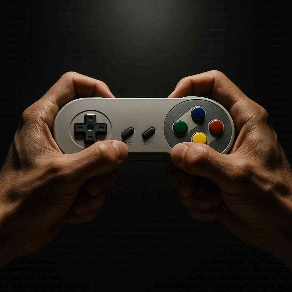 Dynamic shot of hands gripping a sleek modern controller under dramatic spotlight, fingers tense with excitement, blurred background of an intense gaming match