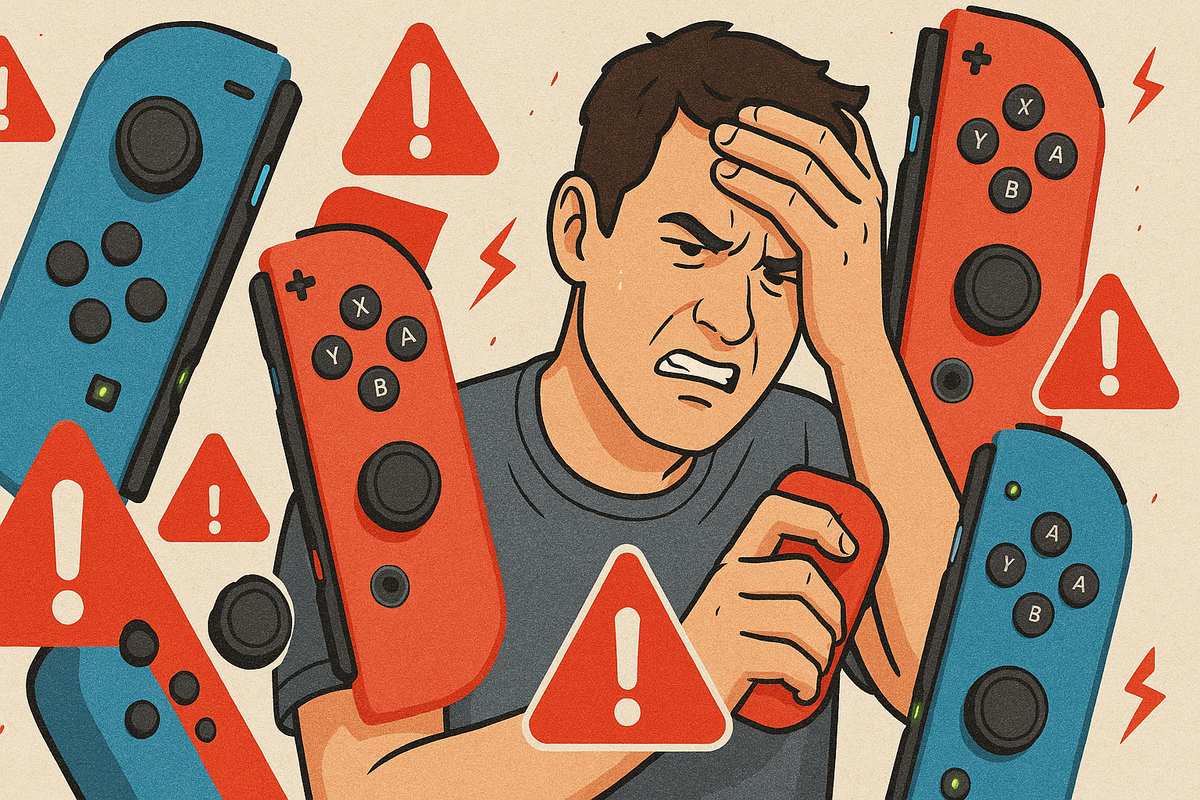 A dramatic scene of a gamer fixing a controller under a bright desk lamp, small tools scattered, intense concentration