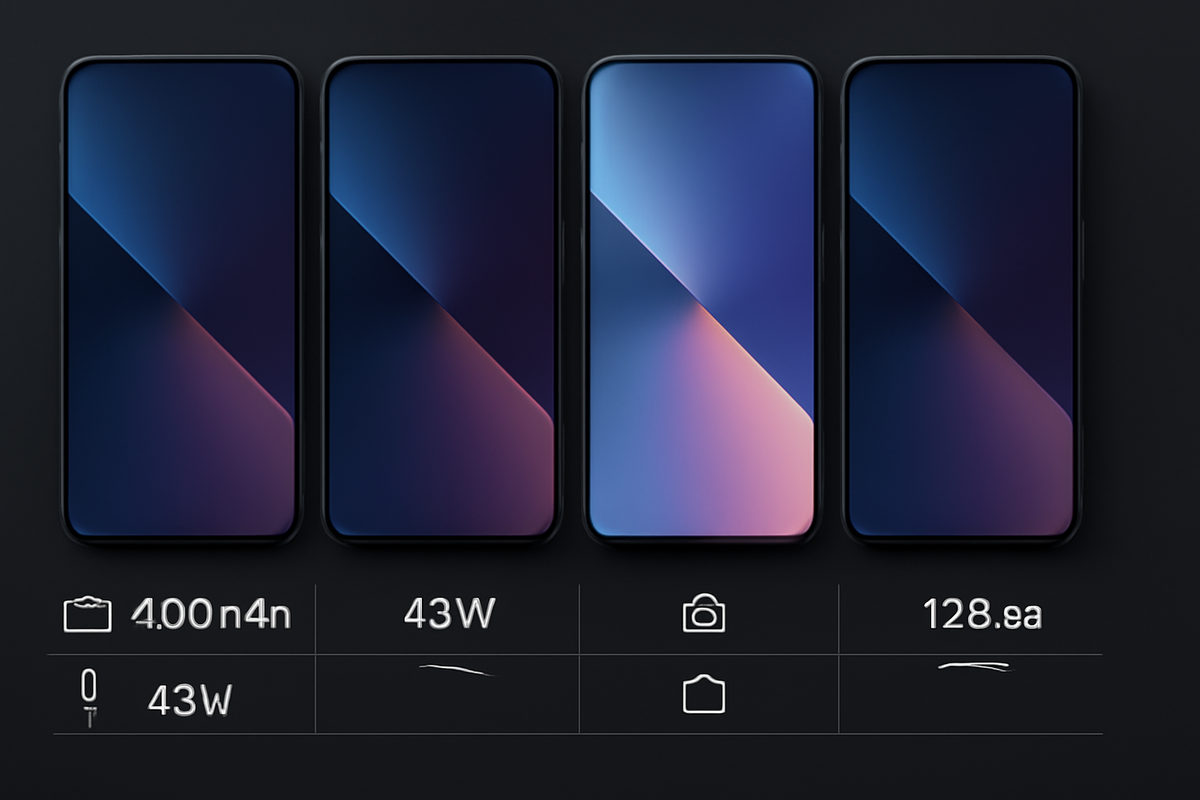 Side-by-side budget phone lineup—A5x vs rivals (Redmi Note 13, Galaxy A15 5G, OPPO A79 5G)—spotlight on 6000mAh battery and 45W fast charging value
