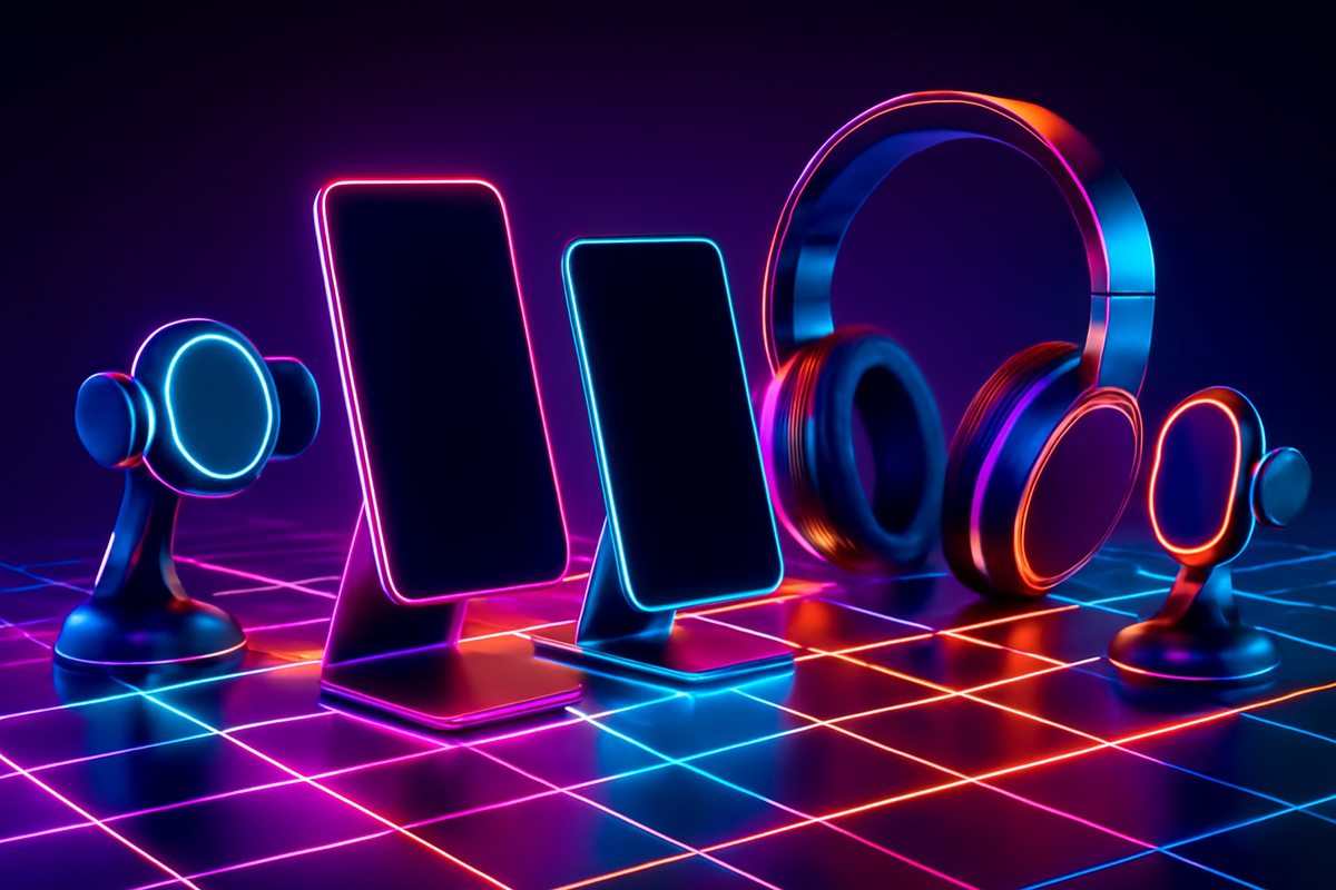 Explosive neon illustration of a power bank and charging cable—high-speed charging energy, raw power surge, dramatic tech intensity