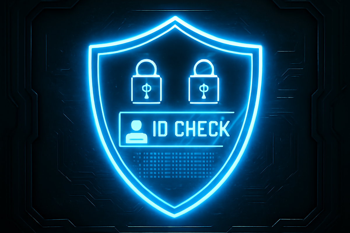 Luminous blue security shield with padlocks and ID check—unshakable trust, next-level anti-scalper defense, and fortress-grade safety