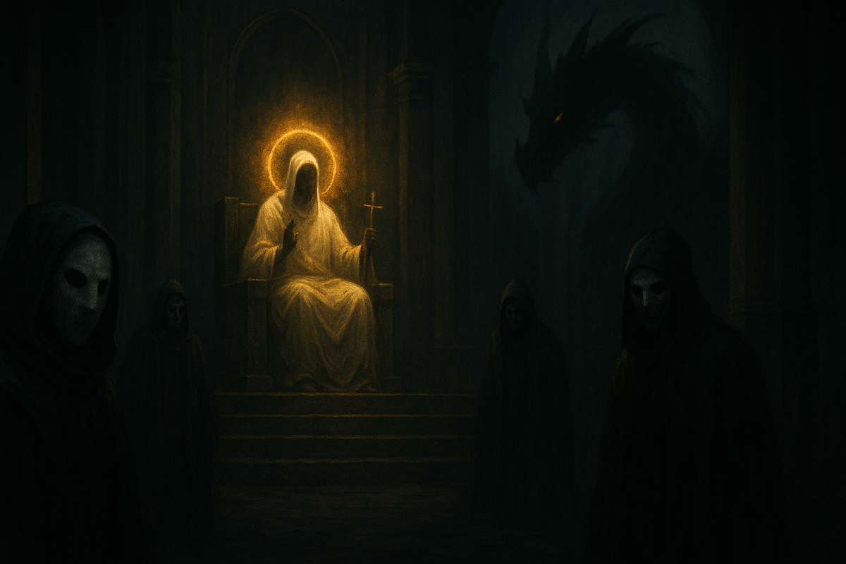 Heroic fantasy quartet—young spear boy, armored noblewoman, shadowy swordsman, and enchanting dancer with magic aura—unity, courage, and thrilling adventure at sunset
