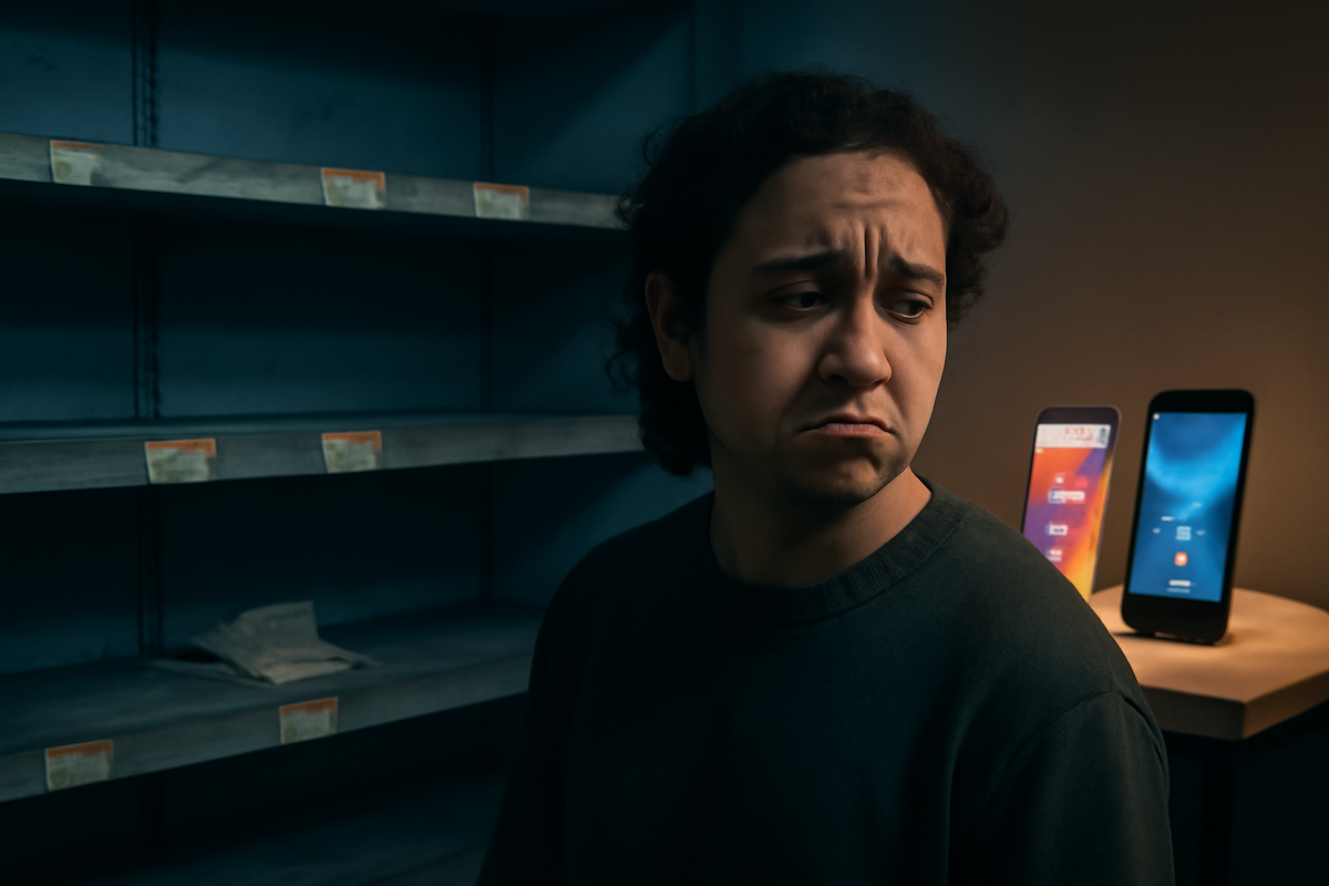 Furious shouting debate in glowing store comparison chart—Store A vs Store B, emotional clash, heated battle of deals and loyalty in bright neon tones