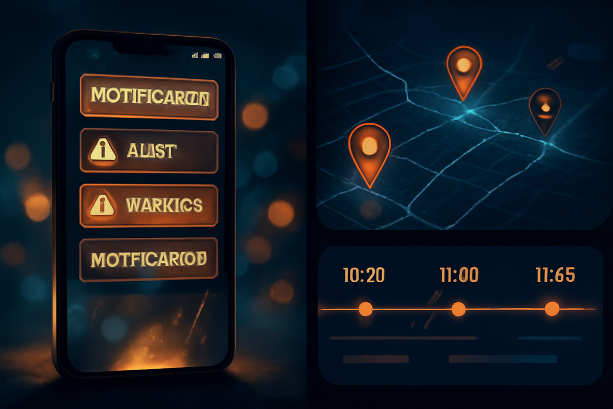 Real-time restock radar on a smartphone—blazing notifications, live map pins, scrolling timeline—electric night vibe, decisive action, fear-of-missing-out urgency