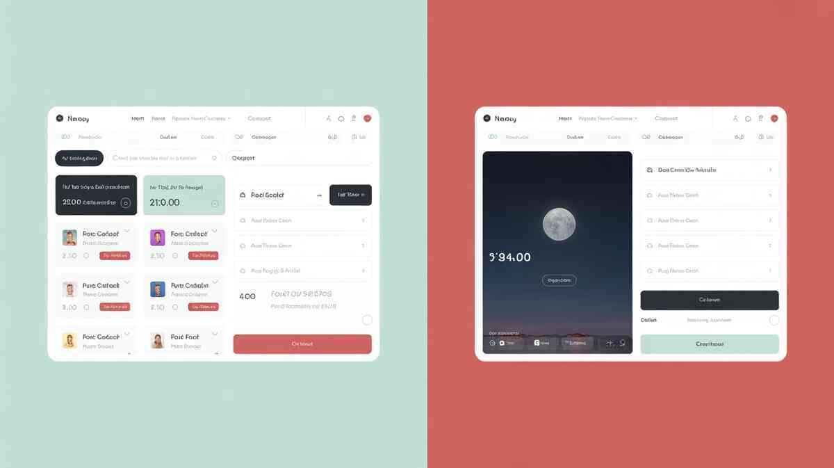 Split-screen UI: 21:00 frenzy with errors vs serene moonlit checkout—why midnight wins for Rakuten Books Switch2, stress-free purchase, quiet victory vibes