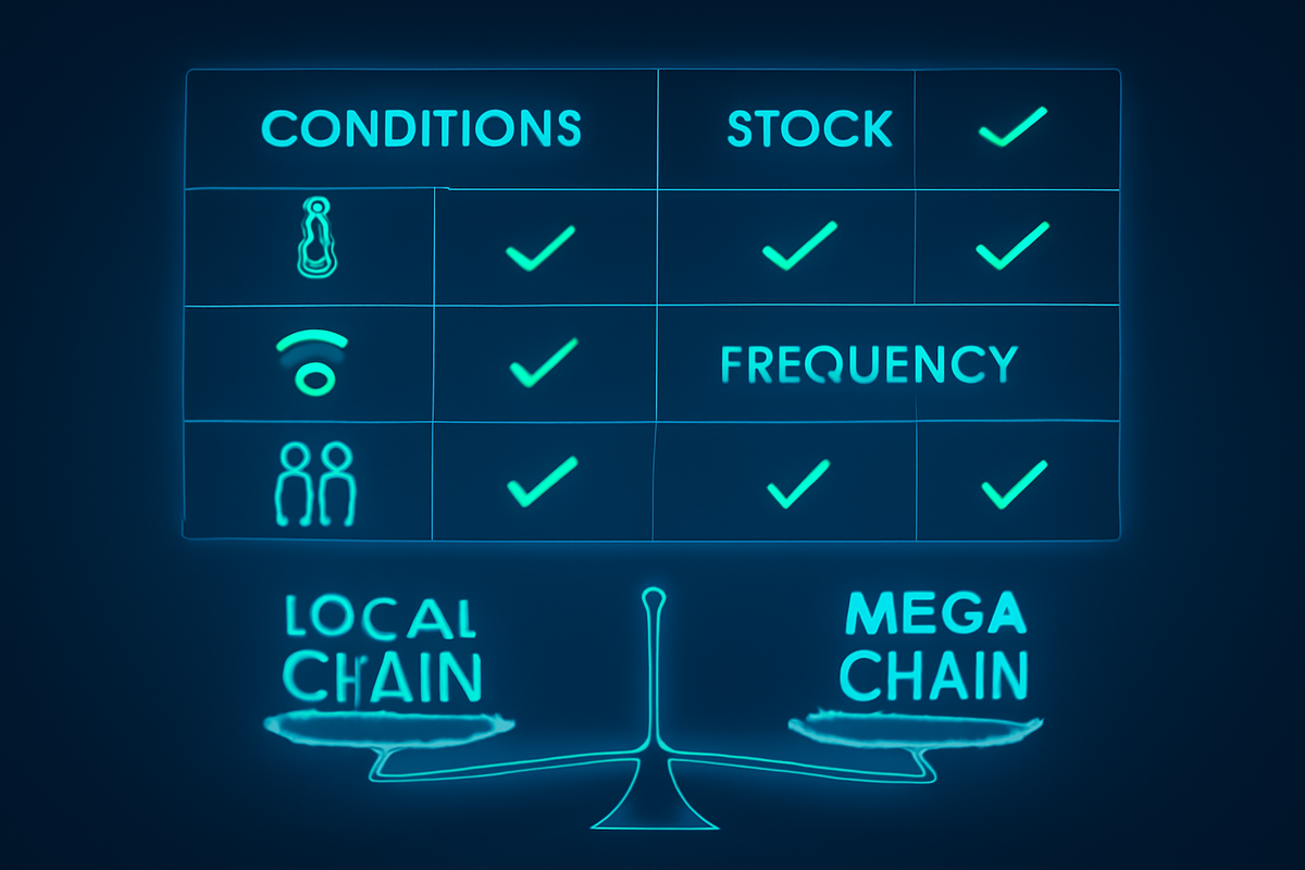Scorecard showdown—LOCAL chain vs MEGA chain: conditions, stock, frequency, queue pressure—data-first comparison for Switch2 buyers, crystal-clear and confident