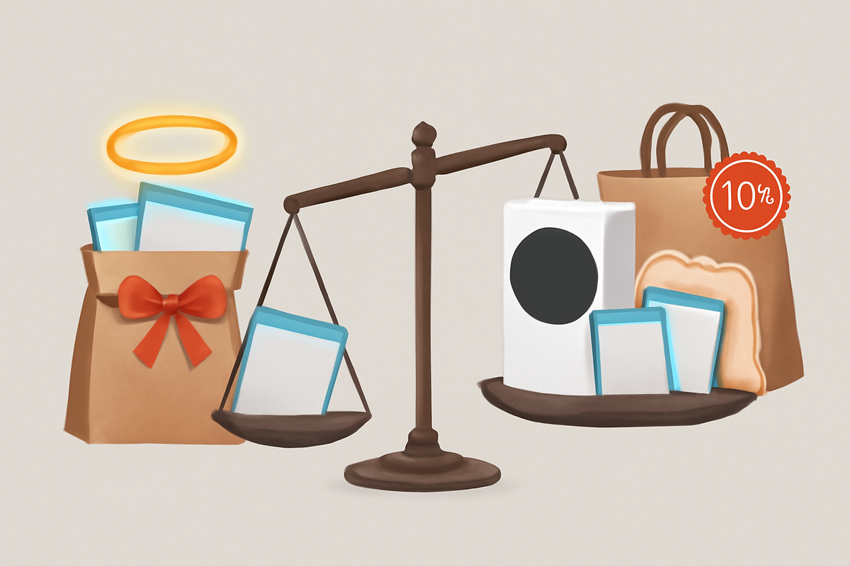 Fair balance scale—gift-bag bundle with halo vs separate purchase with 10% points—real value check for the Switch2 Christmas set—savvy, feel-good savings energy
