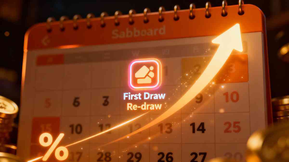 Visual cheat sheet of the second-draw system—dates, loops, and odds—so readers instantly feel when their next chance to win a lucky bag comes.