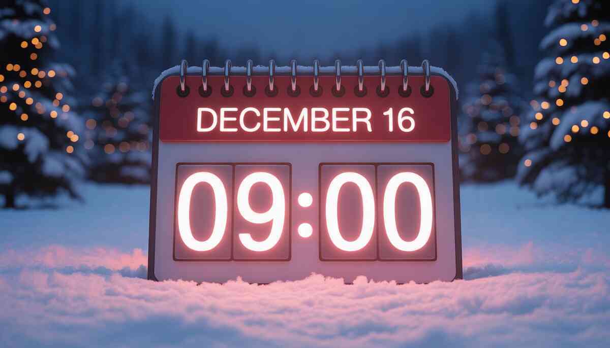 The holiday countdown hits zero—warm anticipation and “don’t-miss-it” urgency for the Christmas sale window.
