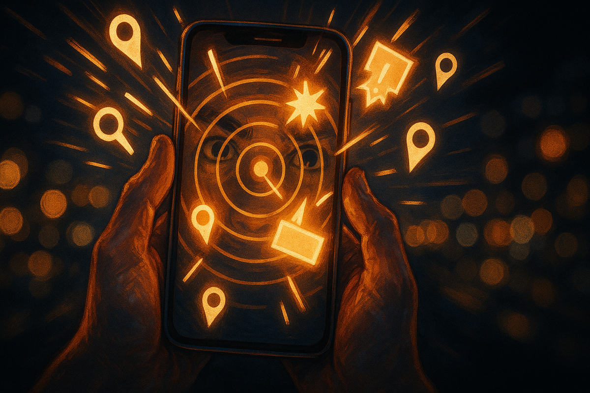 Moody rainy city street with a giant rising bar chart glowing through fog—pressure building, demand surging, tense anticipation before the rush