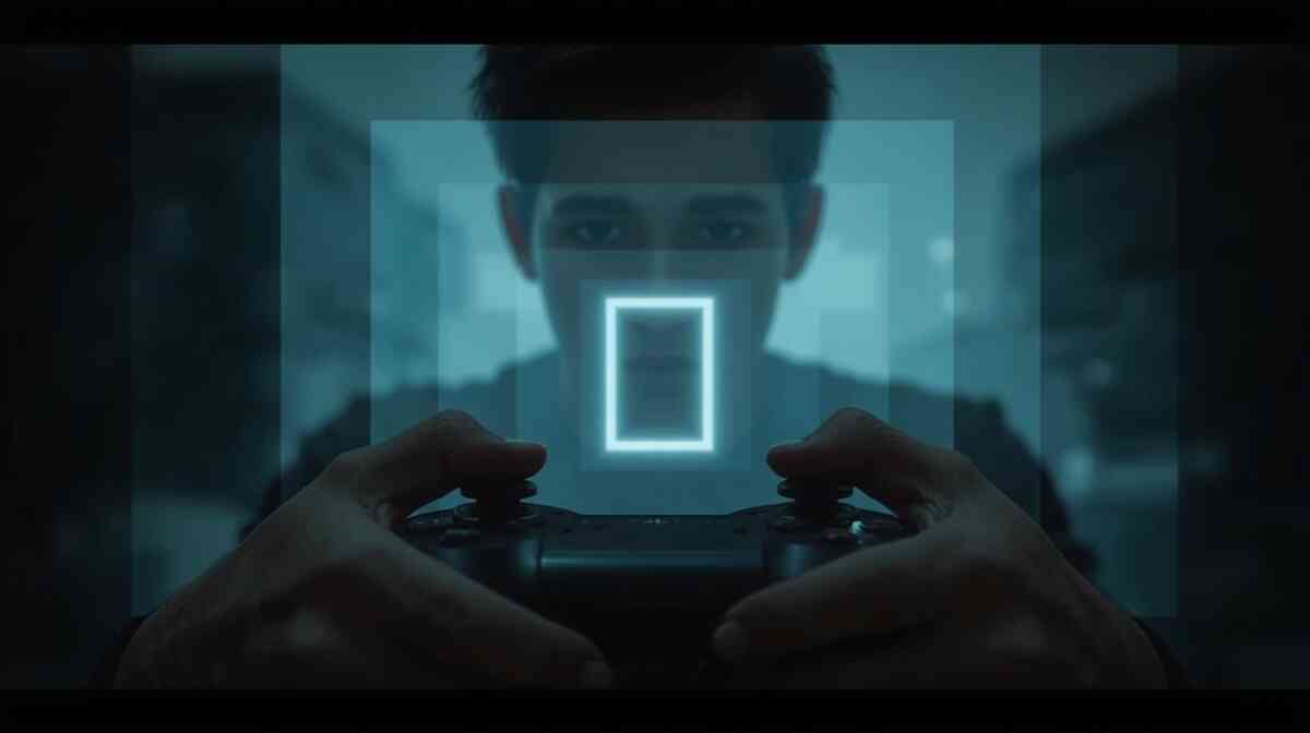 Controller in trembling hands as a glowing reset-square locks in—cold determination, frustration turning into resolve, “one more try” obsession, high-stakes shiny hunt tension