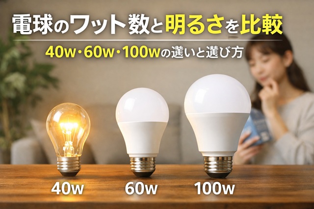 電球のワット数と明るさを徹底比較｜40W・60W・100Wの違いと失敗しない
