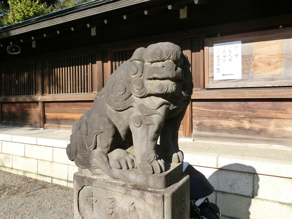 井草八幡宮の左の狛犬