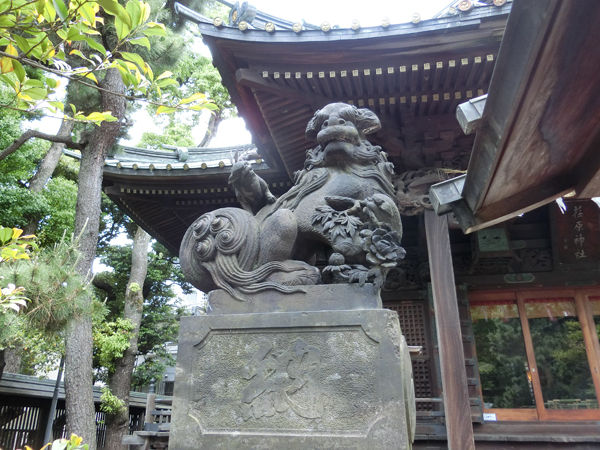 荏原神社の左の狛犬