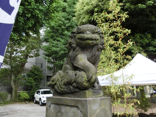 上神明天祖神社の左の狛犬