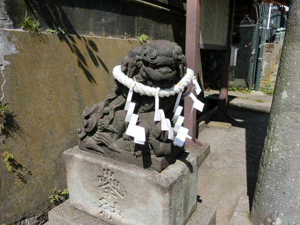 海南神社の左の狛犬