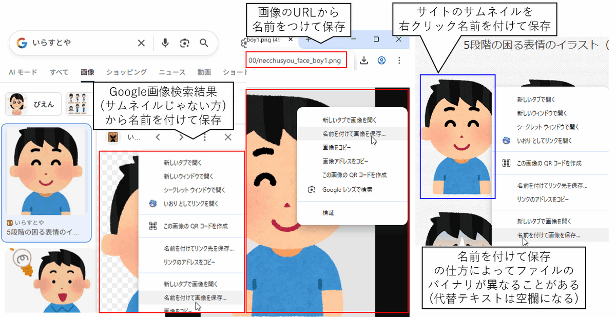名前をつけて保存の仕方によってバイナリが異なる