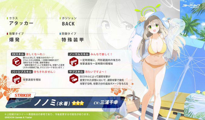 α1 ブルーアーカイブ黄色ビキニ&帽子 十六夜ノノミ スリーブ&プレイマット 周年キャラと（市街地なら）ガチ勝負可能なマシンガンアタッカー 水着