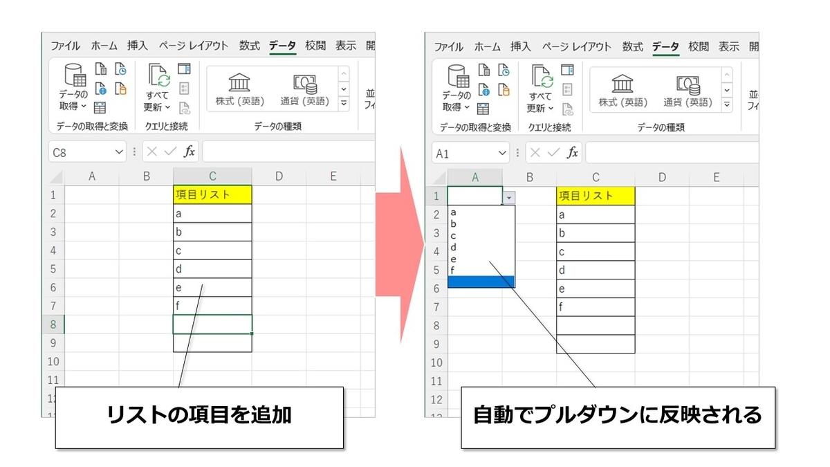 自動でプルダウンメニューに反映