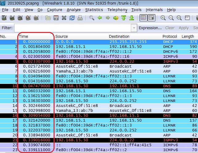Wireshark で時間の表示変更 Itなどいろいろメモ