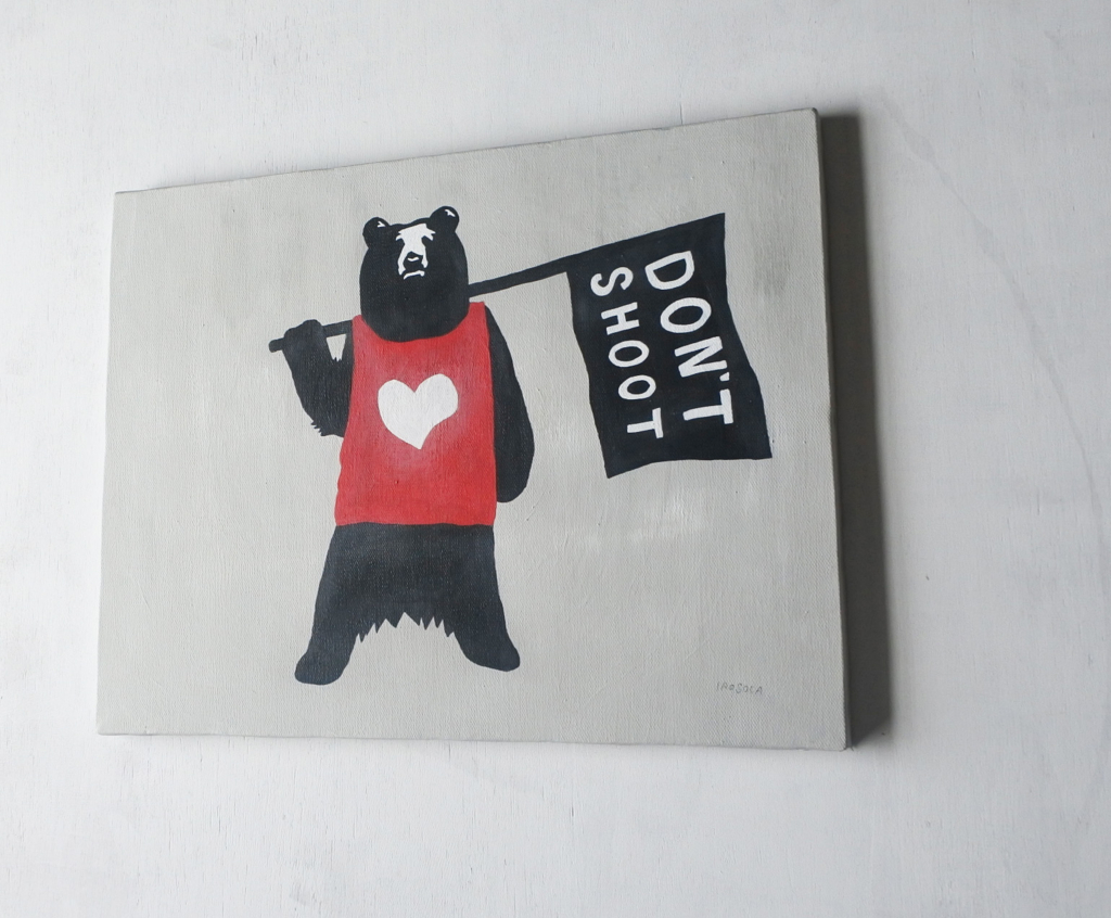 新作 熊の絵を描きました Don T Shoot 正木秀明のpainting Day