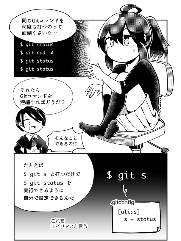 第15話 エイリアスを設定してコマンドを短縮しよう 連載 マンガでわかるgit コマンド編 Itstaffing エンジニアスタイル