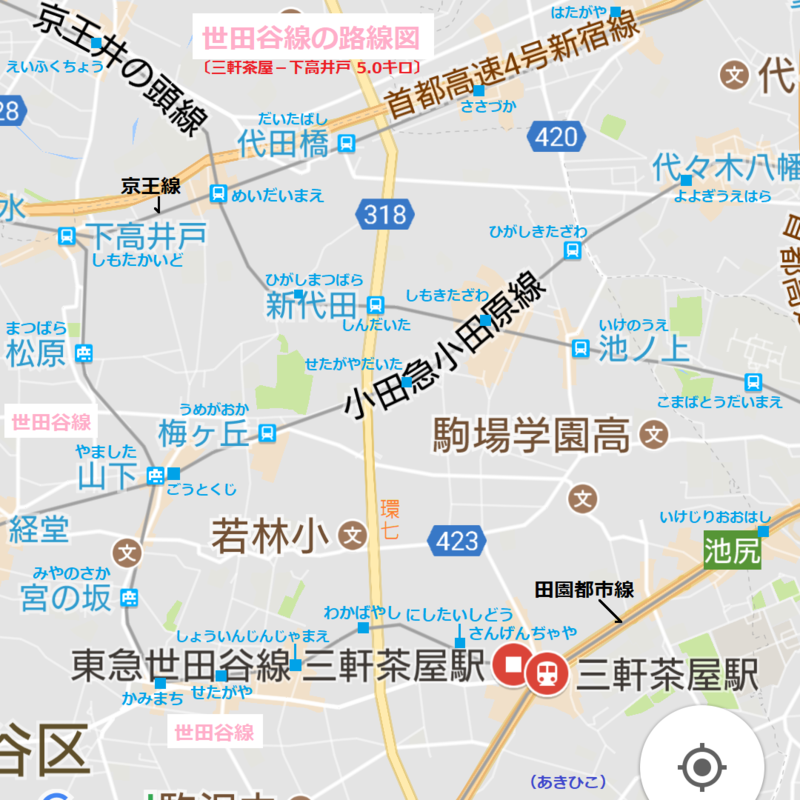 世田谷線の路線図（あきひこ） 1080-1080