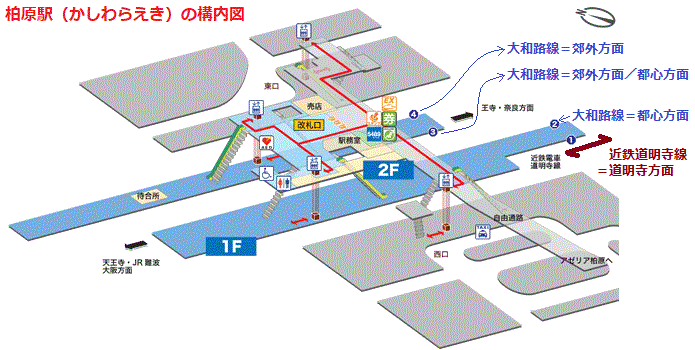 柏原駅の構内図 695-350