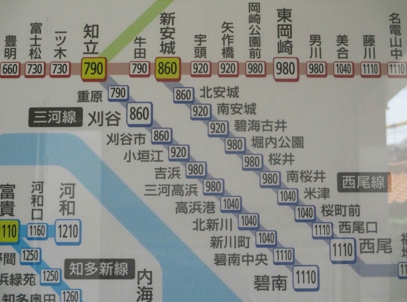 2019.6.20 (21) 西一宮 - 料金表 1200-890