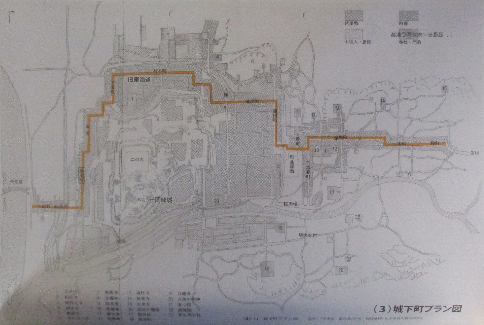 東海道岡崎城下27まがりのみちすじ 岡崎城下と板屋町の歴史 城下町計画図 おぼえがき ゆめてつどう