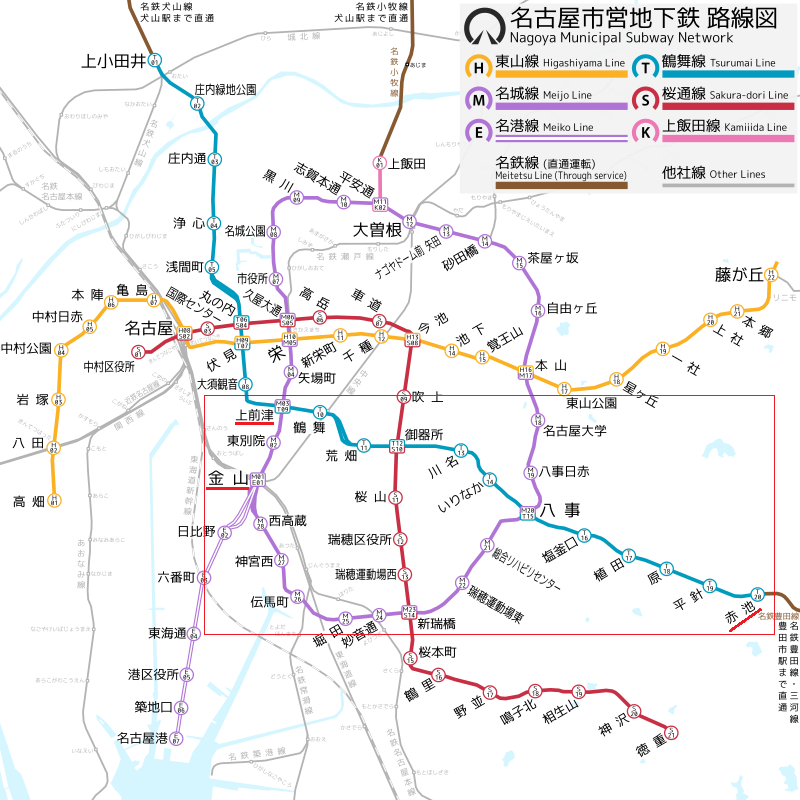 名古屋地下鉄路線図 800-800
