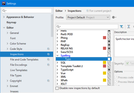Phpstormで スペルチェックをさせない 揮発性のメモ２