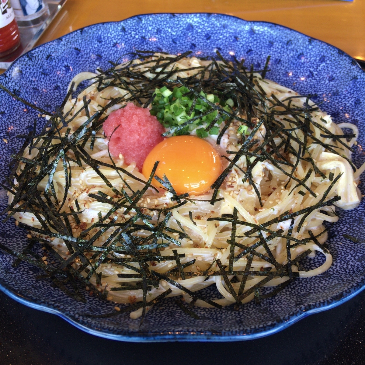 たらこと湯葉とモッツァレラチーズのカルボナーラ@洋麺屋五右衛門