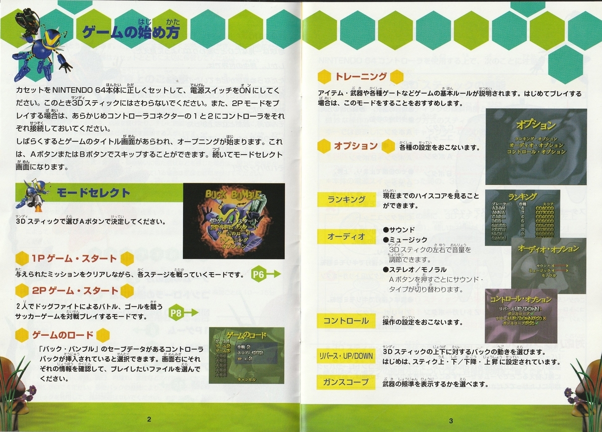 バックバンブル』1998年／ニンテンドウ64 - レトロゲームの説明書保管庫