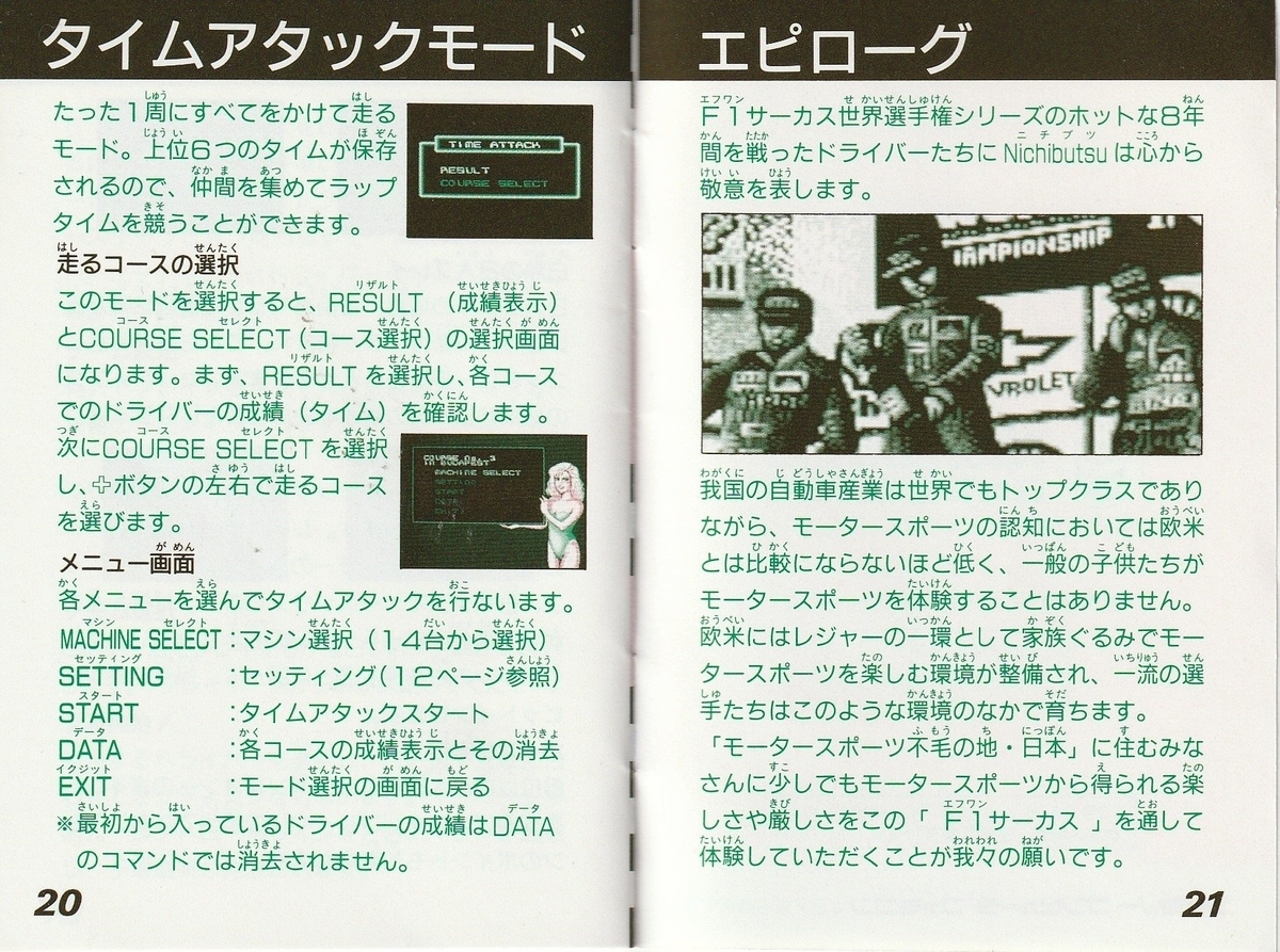 F1サーカス』1992年／ファミコン - レトロゲームの説明書保管庫