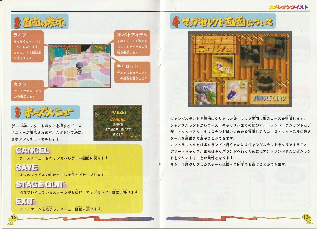 カメレオンツイスト』1997年／ニンテンドウ64 - レトロゲームの説明書