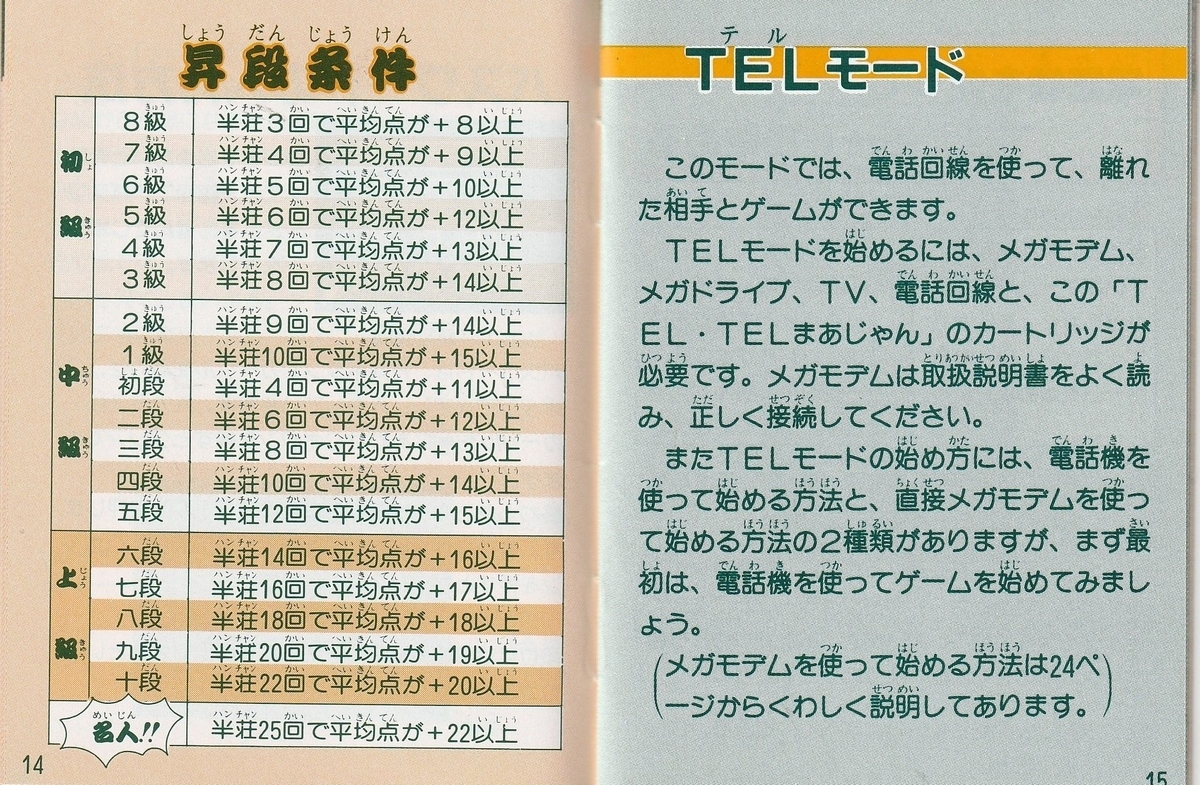 TEL・TELまあじゃん』1990年／メガドライブ - レトロゲームの説明書保管庫