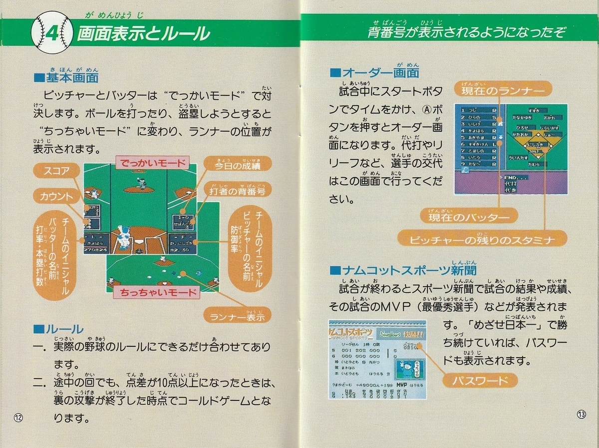 ファミスタ'94』1993年／ファミコン - レトロゲームの説明書保管庫