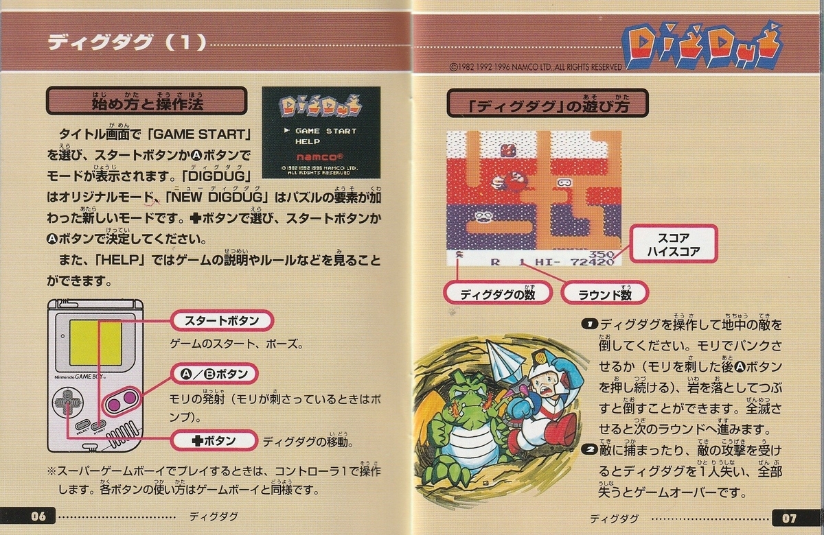 ナムコギャラリーVOL.2』1996年／ゲームボーイ - レトロゲームの説明書