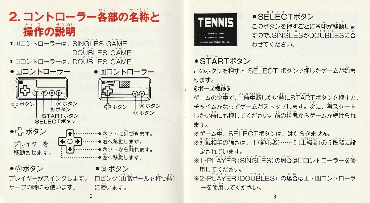 テニス』1986年／ディスクシステム - レトロゲームの説明書保管庫