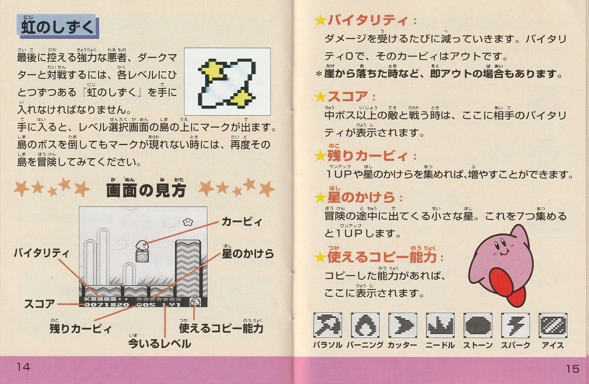 星のカービィ2』1995年／ゲームボーイ - レトロゲームの説明書保管庫