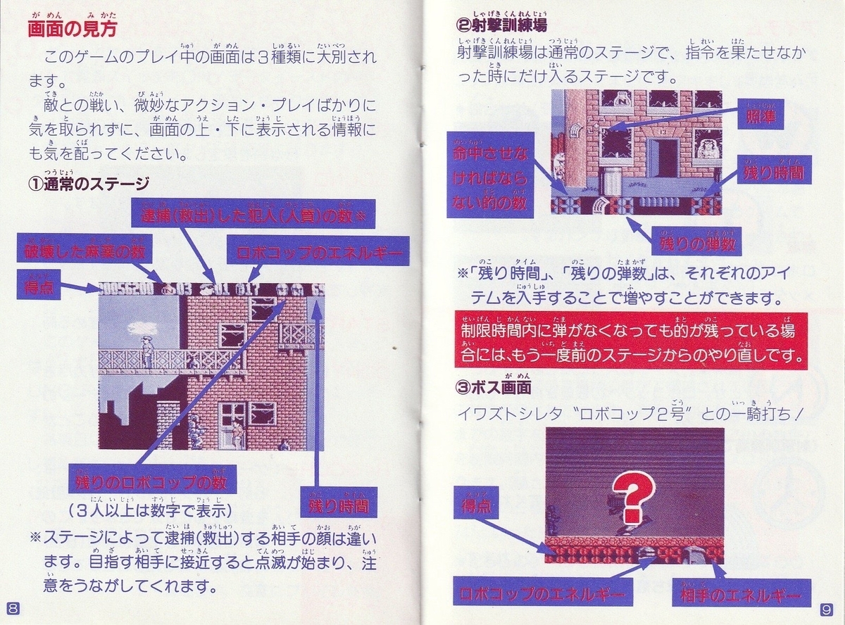 ロボコップ2』1991年／ファミコン - レトロゲームの説明書保管庫
